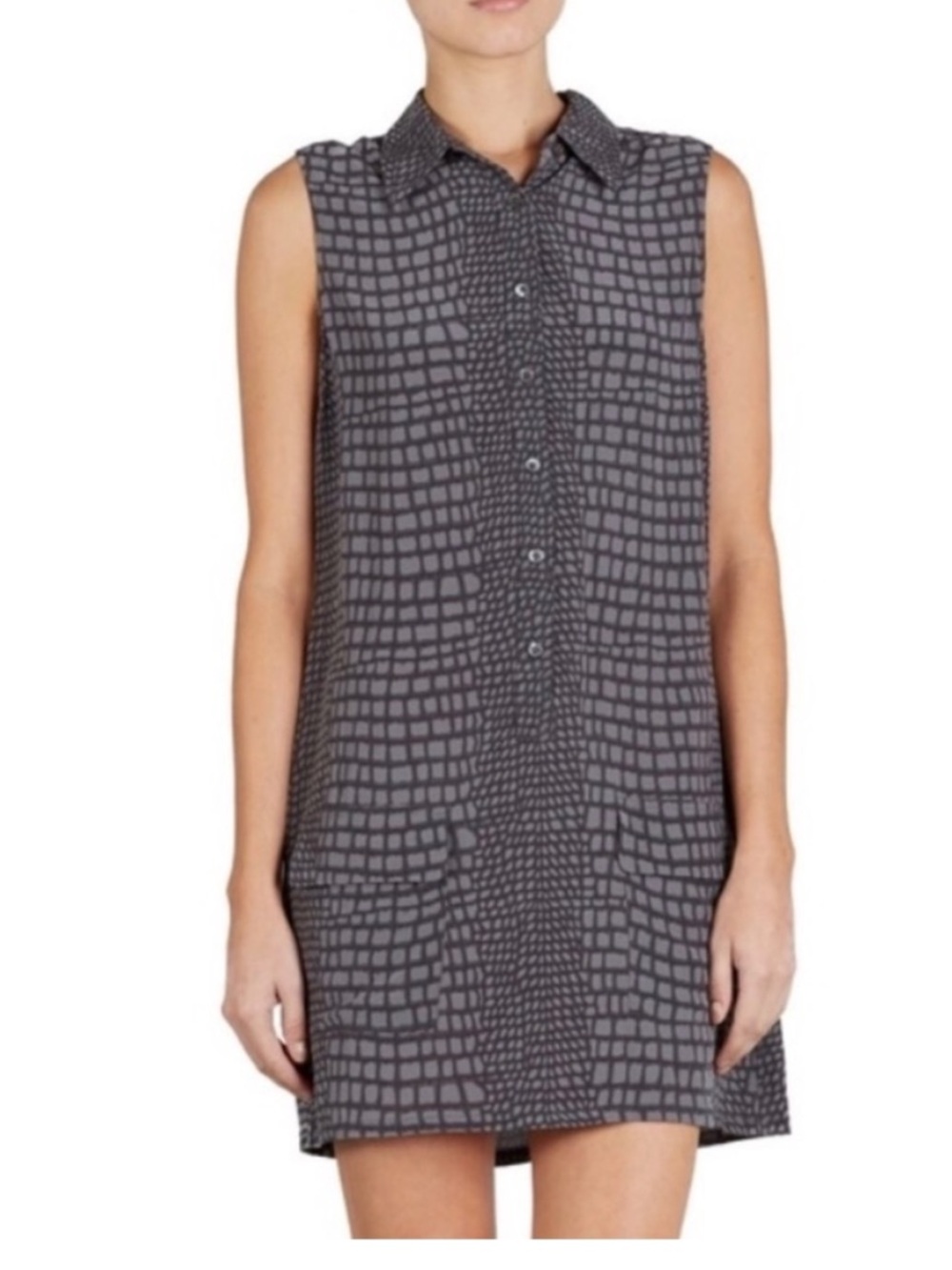 Equipment Femme Gray Snake Print Silk Dress